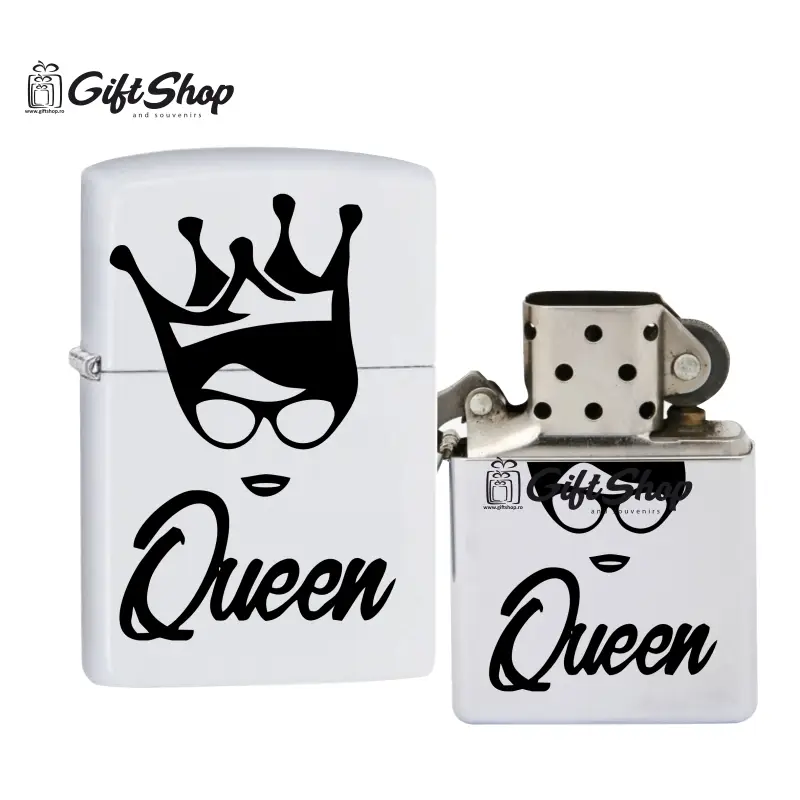 Queen, bricheta metalica gravata laser cu mesajv